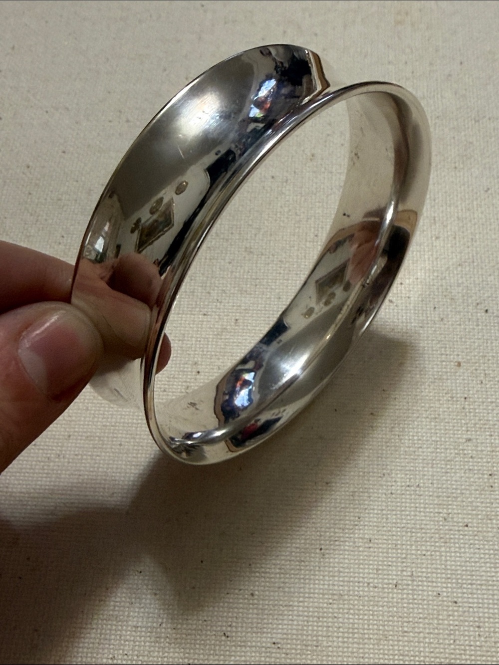 Sterling Silver Dome Bangle Bracelet not marked